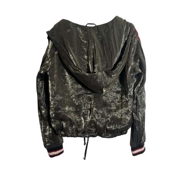 FREE PEOPLE *Rare* Metallic Hooded Zip Up Bomber Jacket - Picture 3 of 10
